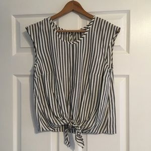 Striped tie-up blouse